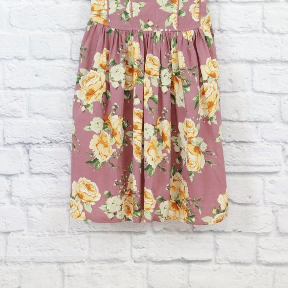 Band of Gypsies Pink Bra Top Summer Floral Sweetheart Mini Dress Size XS - Picture 3 of 9